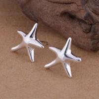 Real Sliver Plated Starfish Earring Studs
