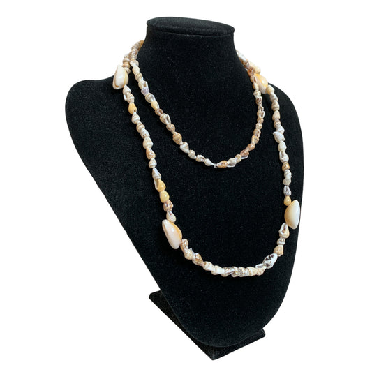 NASSA SHELL and Cowrie Bead NECKLACE 34-36 Inches