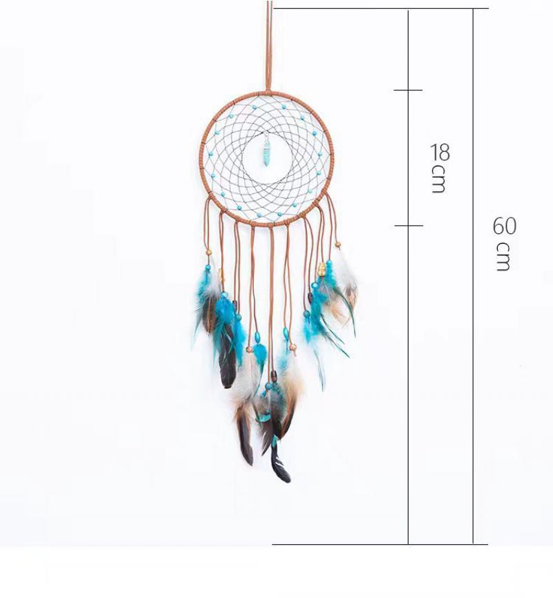 Sun Dream Catcher Feather with Cotton Thread & Velveteen - Blue Turquoise Howlite Center - NEW224