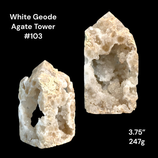 White Geode Agate - 3.75 inch - 247g - China - NEW822 - Polished Towers Points