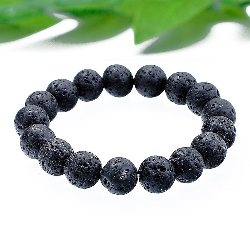 Black Lava Bracelet - 10mm Beads - Approx. 7.5 Inch - NEW224