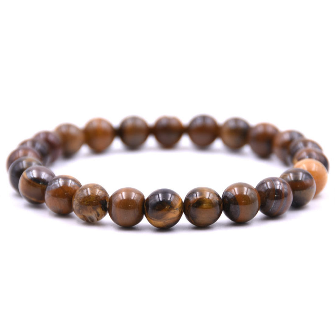 Tiger's Eye Gemstone Bracelet - Round Beads - 7.5 inches