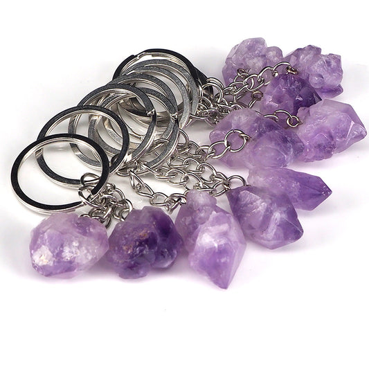 Amethyst Polished Natural Keyrings 25-30mm