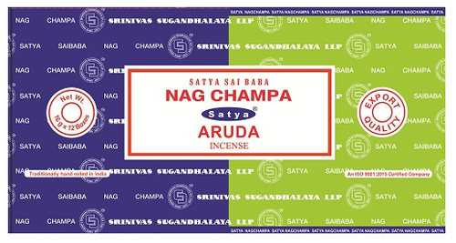 Satya Combo Series - Aruda & Nag Champa Incense - Box of 12 Packs Each pack contains 8gms of each scent - 16g NEW421