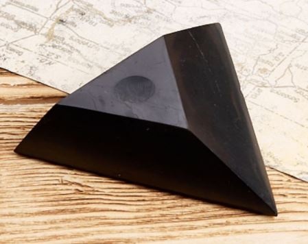 SHUNGITE - Large Triangular Sphere or Egg Stand - For 15cm-25cm - Russia - NEW122
