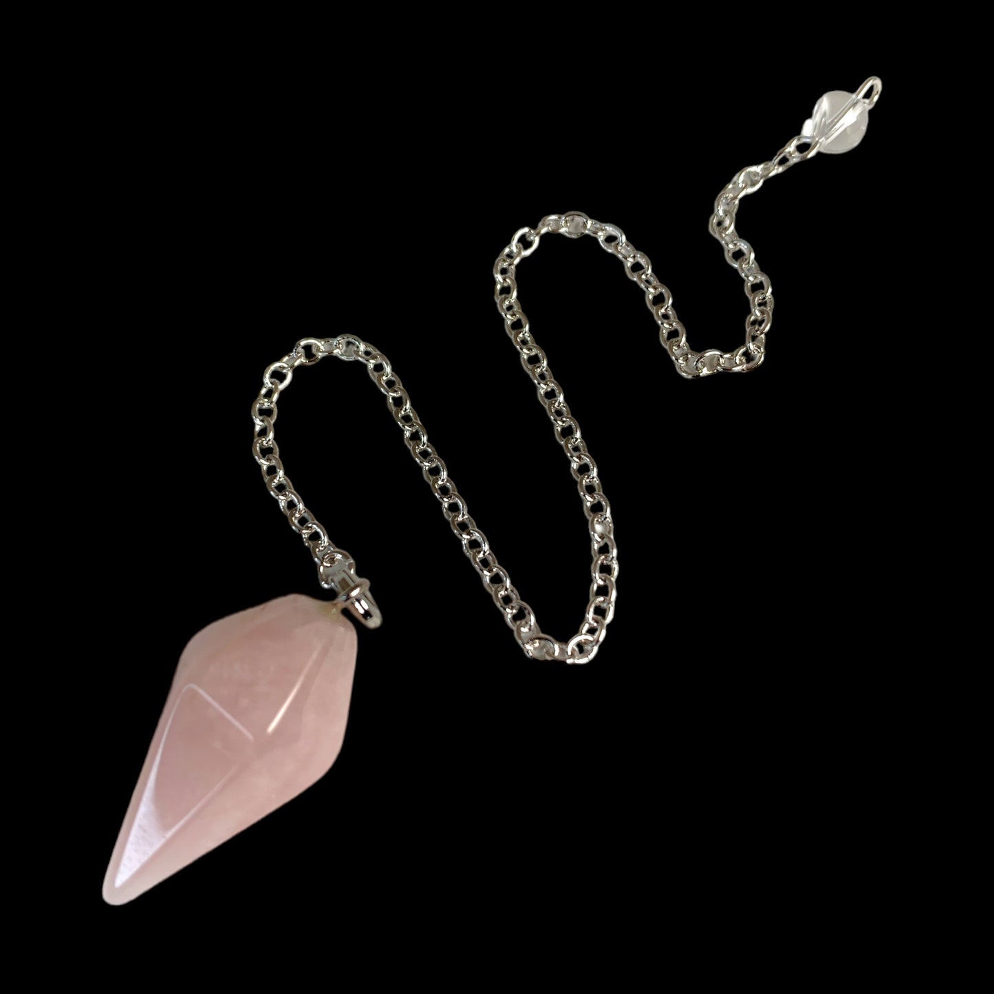 Rose Quartz Pendulum -  Platinum Colour Plated