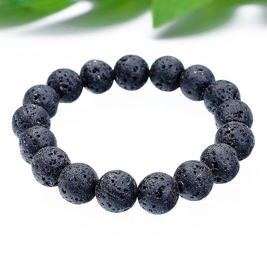 Black Lava Bracelet - 12mm Beads - Approx. 7.5 Inch - NEW224