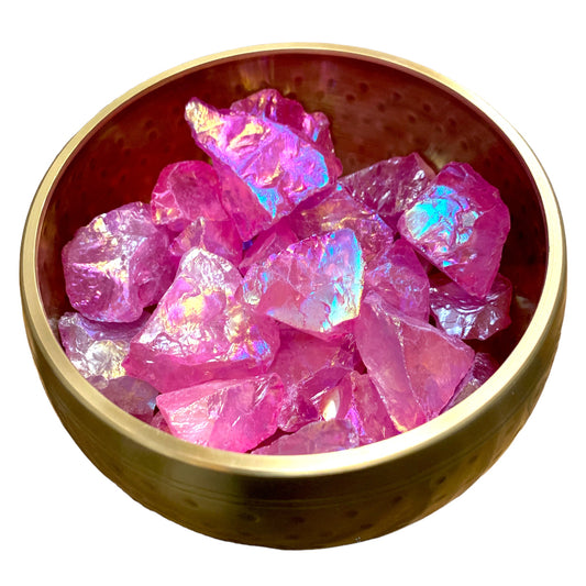 Quartz Chunks Aura Hot Pink  Finish - 1.5 to 2.5 inch - per gram - India - 500 gram minimum - China - NEW223