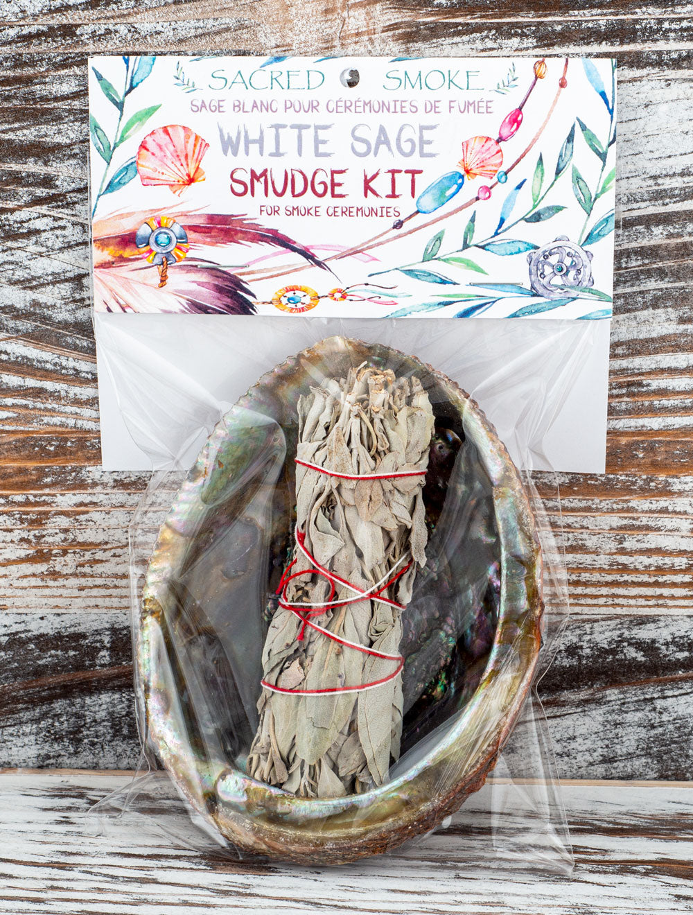 Smudge Kit - 5 Inch Green Abalone Shell With 4 inch White Sage Stick Bundle