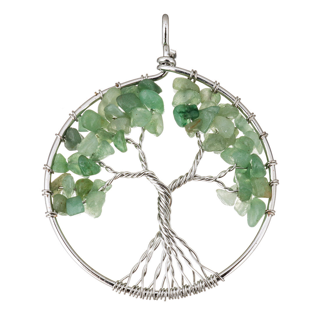 Pendentif Arbre de Vie Aventurine Verte - Laiton - Plaqué - Rond