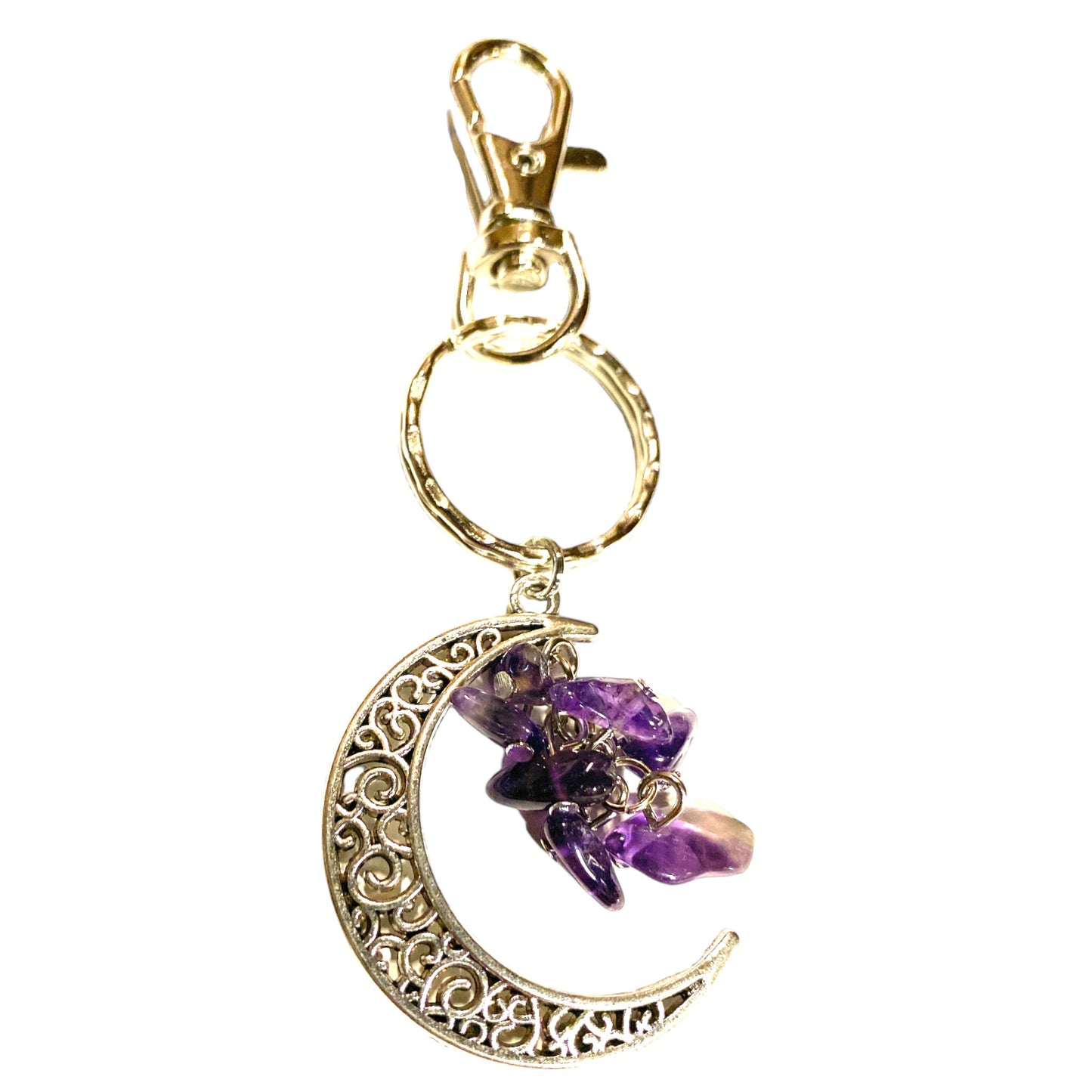 Amethyst - Moon Design Key ring - 4 x 1.25 inch - NEW323