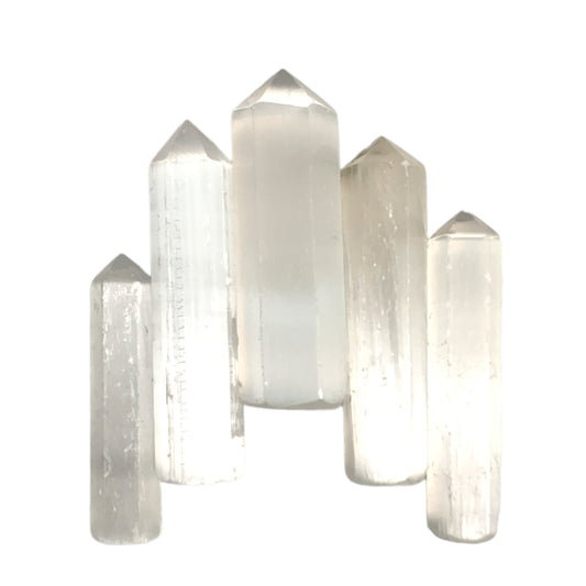 Selenite - 25-35mm -Single Terminated Pencil Points - (retail purchase as singles, wholesale min order 5) - NEW1221 -India