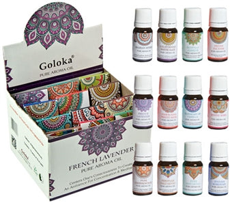 Goloka Assorted Scents Aroma Oil - Boîte de présentation avec 12 bouteilles