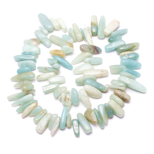 Amazonite Gemstone Bead Nuggets - 1mm Hole - 15.5 Inch Long Size:5x13x4mm to 8x30x8mm - NEW920