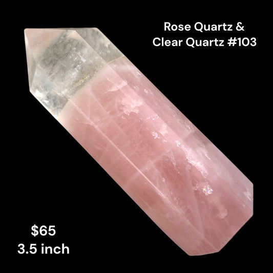 Rose Quartz and Clear Quartz - 3.5 inch - 147g - Polished Points