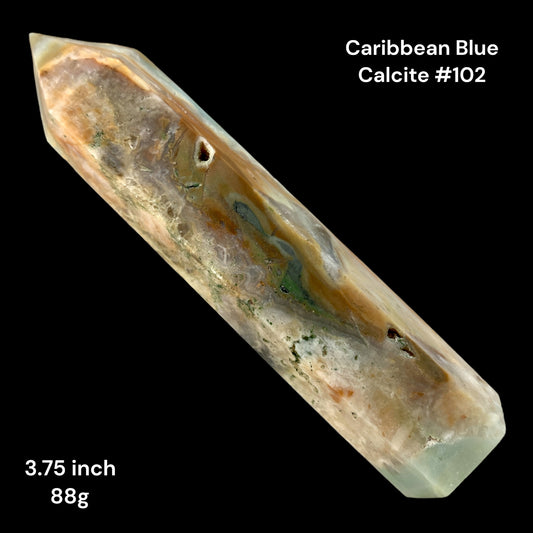 Caribbean Blue Calcite - 3.75 inch -88g - Polished Points