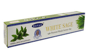 Satya Premium White Series - White Sage Incense - Box of 12 Packs 15g - NEW421