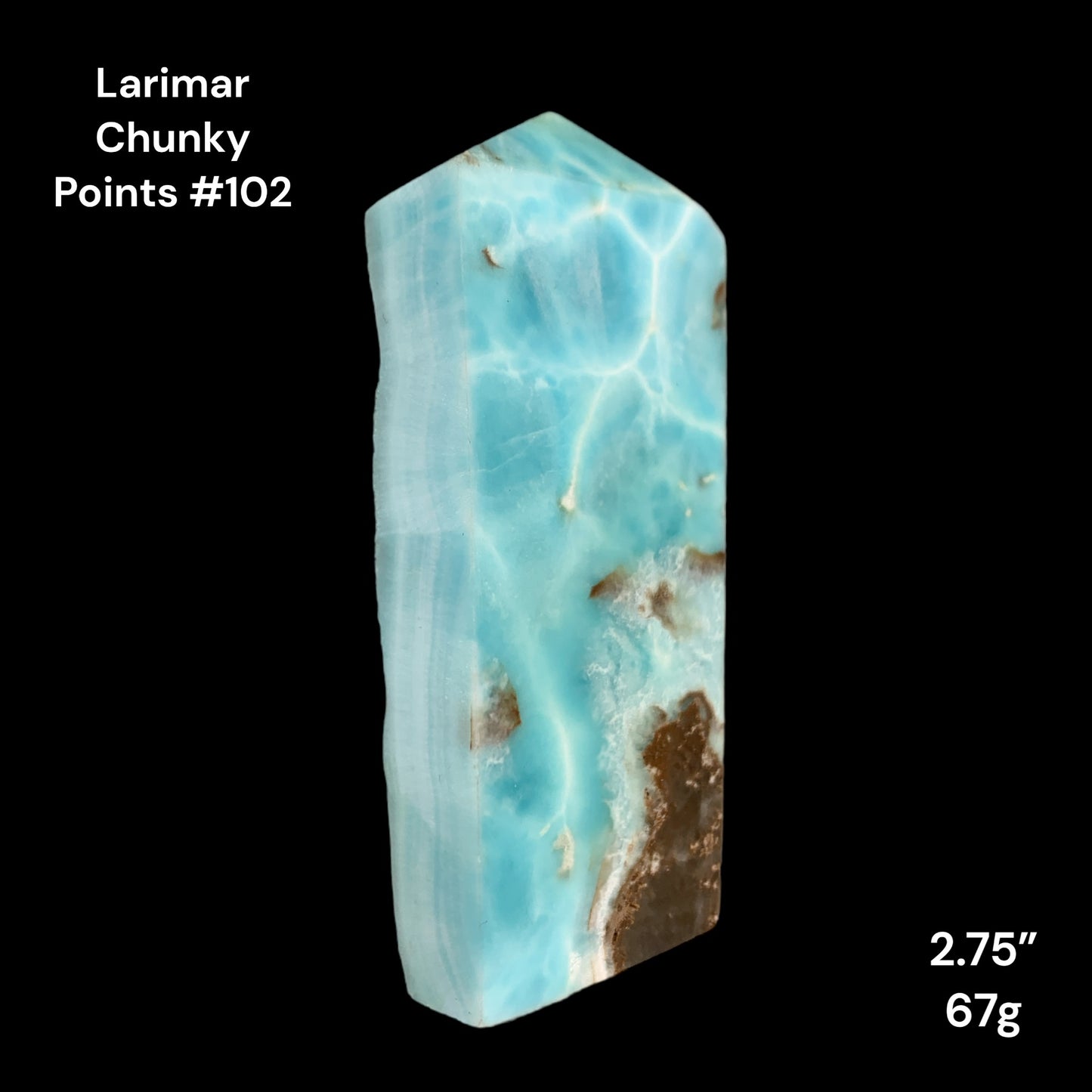 Larimar Chunky Points - 2.75 inch - 67g - Standing Polished Points