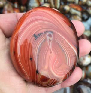 Sardonyx Red Agate Palm Stones - Large 2x2 inch - 60 - 80 mm - 75-200 Gram Average - China - NEW921