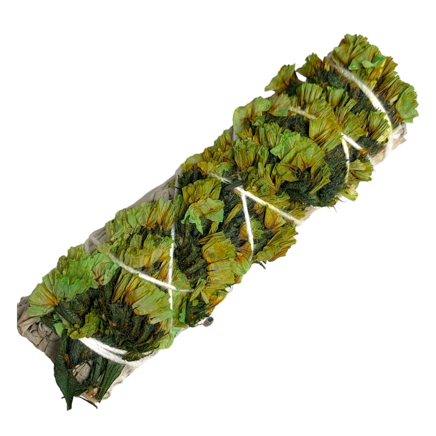 White Buffalo Sage with Sinuata Flowers - Green - 4 inch Smudge Sticks - BULK - NEW1021