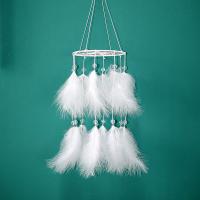 Fashion Dream Catcher - Feathers Plastic Pearl Velveteen Cord - 15cm - White