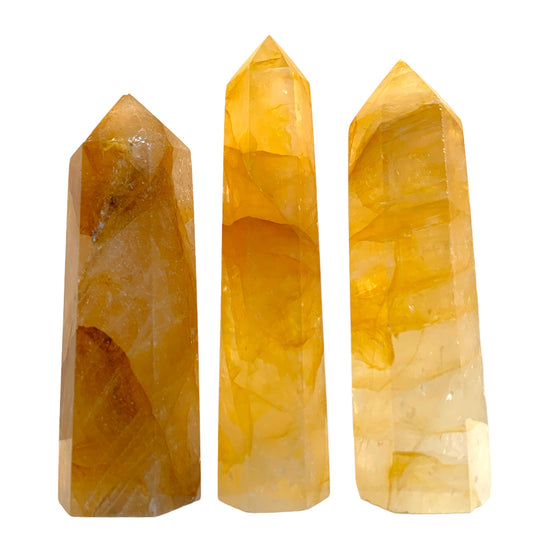 Fire Quartz Yellow - Obélisques pointus polis - 4-6 pouces - Prix par gramme - Chine - NEW622