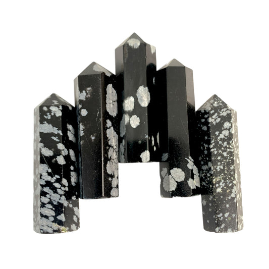 Snowflake Obsidian - 35mm - Single Terminated Pencil Points - (retail purchase as singles, wholesale min order 5) - NEW1221 - India