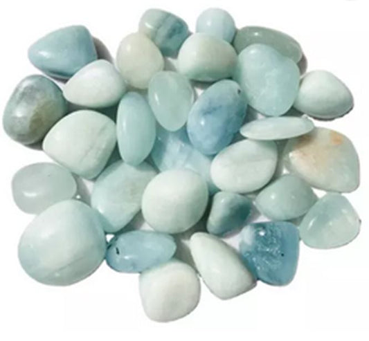 Blue Aquamarine Tumbled Stones -  10-20mm - 1 LB. - China - NEW921