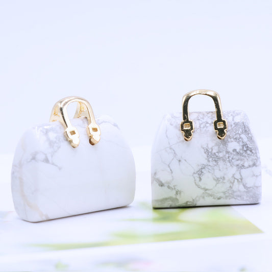 White Howlite Money Hand Bags - 25mm - China - NEW722