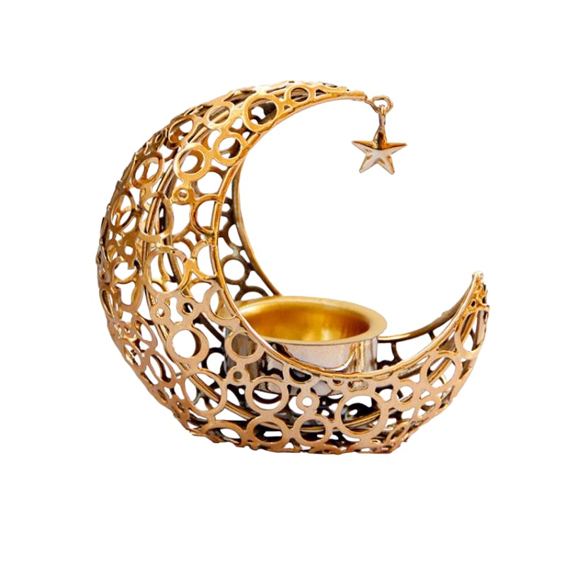 Crescent Moon Incense Holder Gold - 10.5 x 9.8cm - NEW523