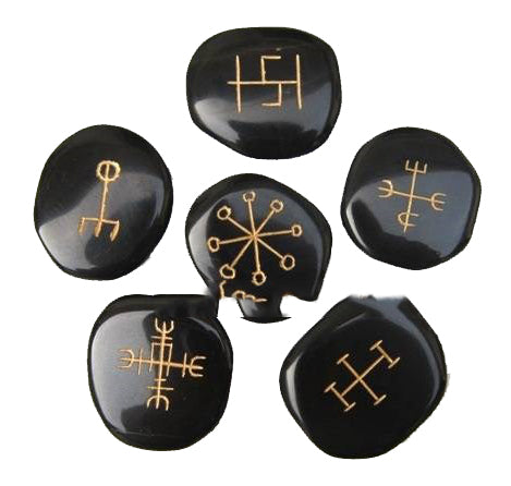 Wiccan Energy Set of 6 Pieces - BLACK with Gold - 100 grams 33x44mm - NEW121