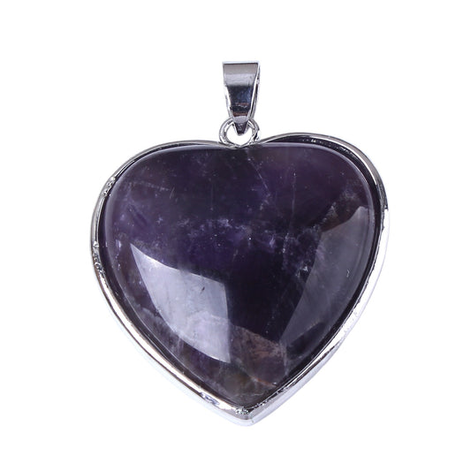 Amethyst Heart Gemstone Pendant - 37x33mm - NEW523