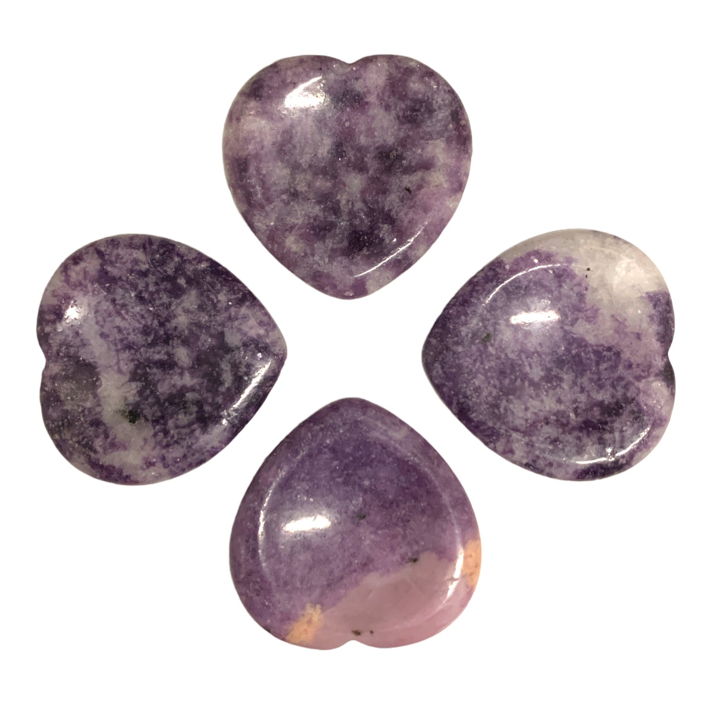 Lepidolite Heart Worry Stones - 40mm - China - NEW722