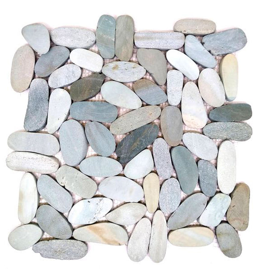 Sliced Oval Green Pebble Interlocking Tiles - 30 x 30cm - 11 per case