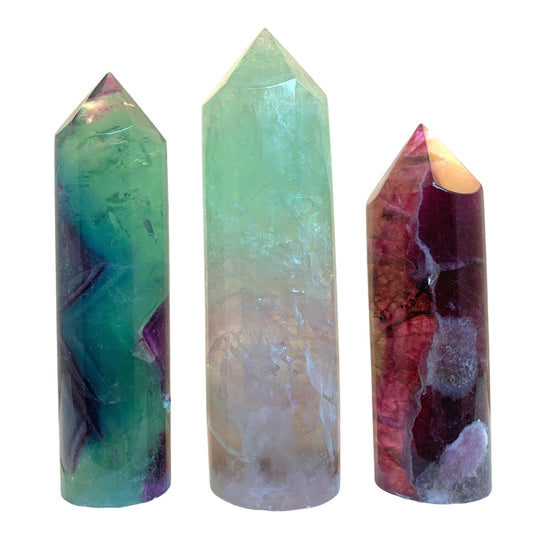 Rainbow Fluorite - Polished ROUND Points - 7-10cm - Price per gram - China - NEW1121