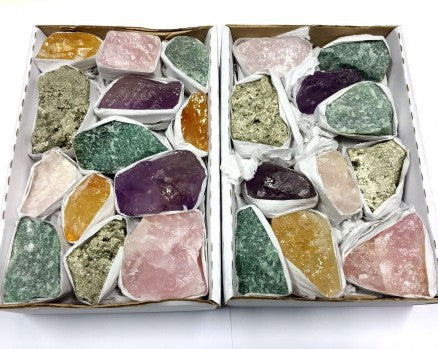 Mixed Rough Flat Box - Approx. .8 kg & 10-15 pieces per box 18 x 12 cm - Collection Names on Stones - BRAZIL - NEW122