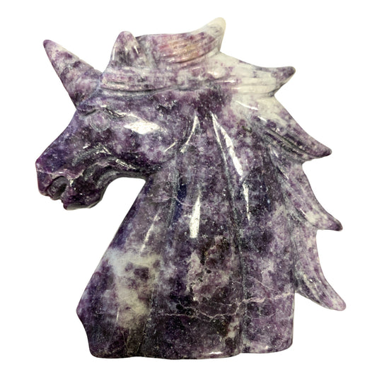 TÊTE DE LICORNE - Lépidolite - 11 X 10 cm - Prix unitaire - Chine - NEW622