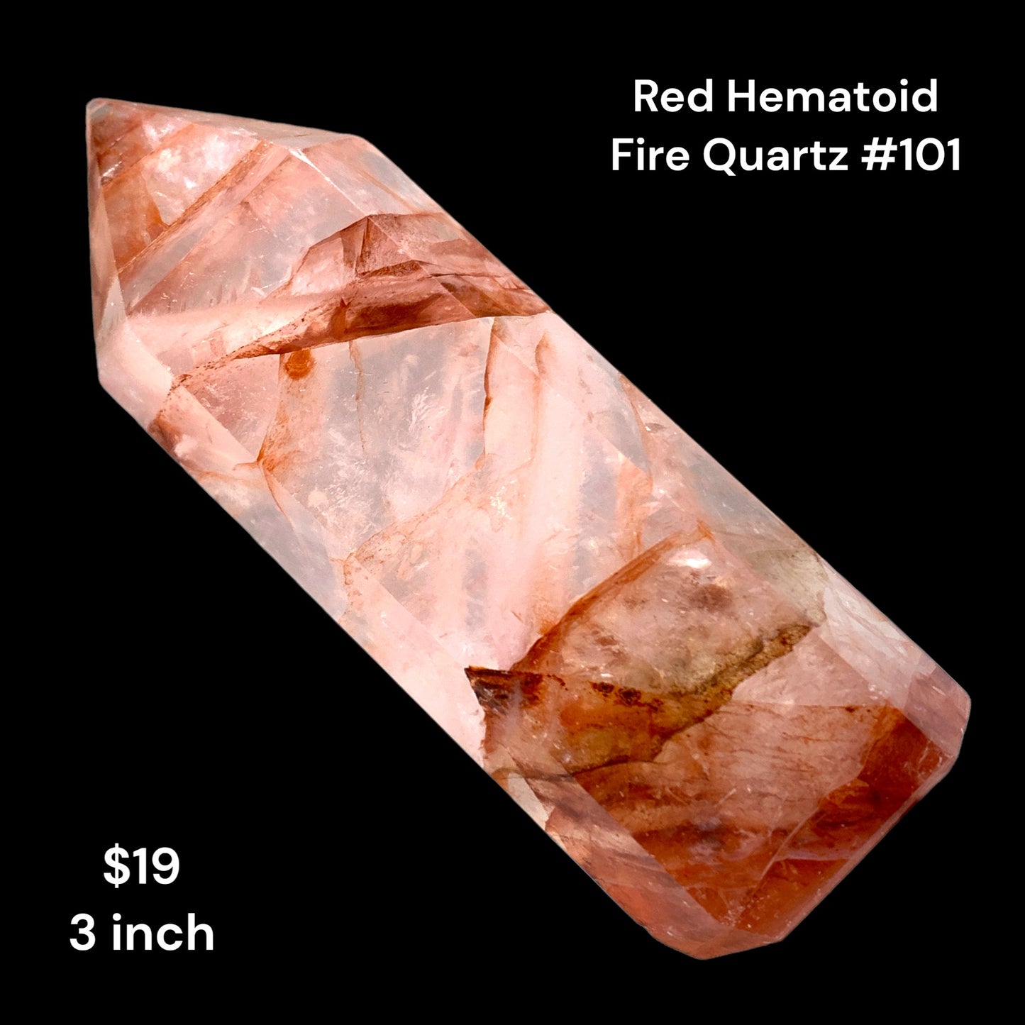 Red Hematoid Fire Quartz - 3 inch - 65g - Polished Points