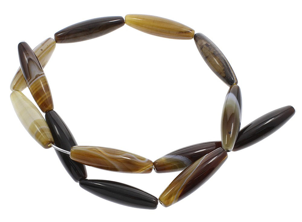 Perles d'agate en dentelle naturelle - ovale - 30x8 mm - trou 1 mm - fil 15,5 pouces environ 13 pièces - NEW222