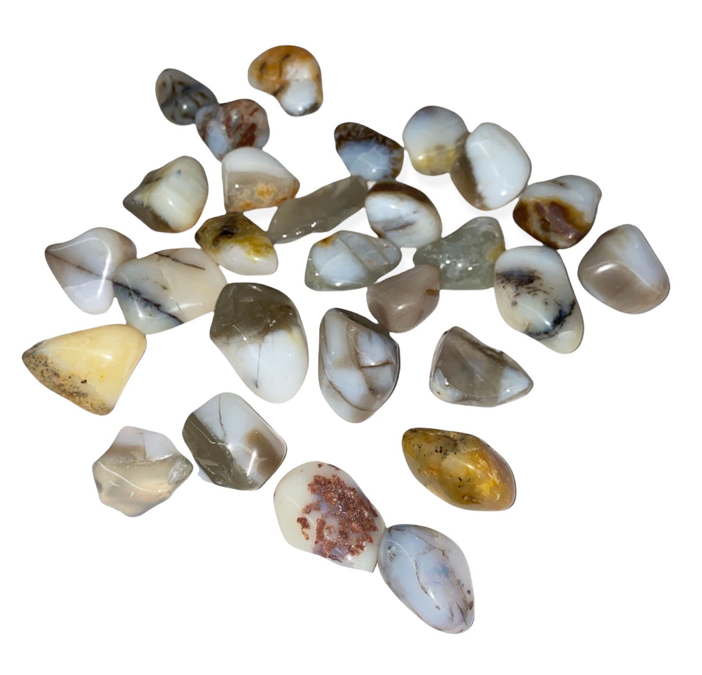 White Opal Quality 1 Tumbled Stones - Medium 25 - 40 mm - 1 lb - Brazil 2a - NEW122