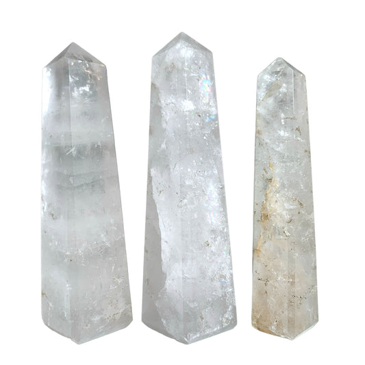 Crystal Quartz - Tower Polished Points - 3 à 5 pouces - Prix par gramme par pièce (commande B2B 1 = 1 Tower donc nous facturons Ex. 65g = 7,80 $ chacun)