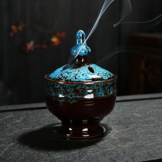 Porcelain Incense Burner - Blue - Size 94x130mm - New920