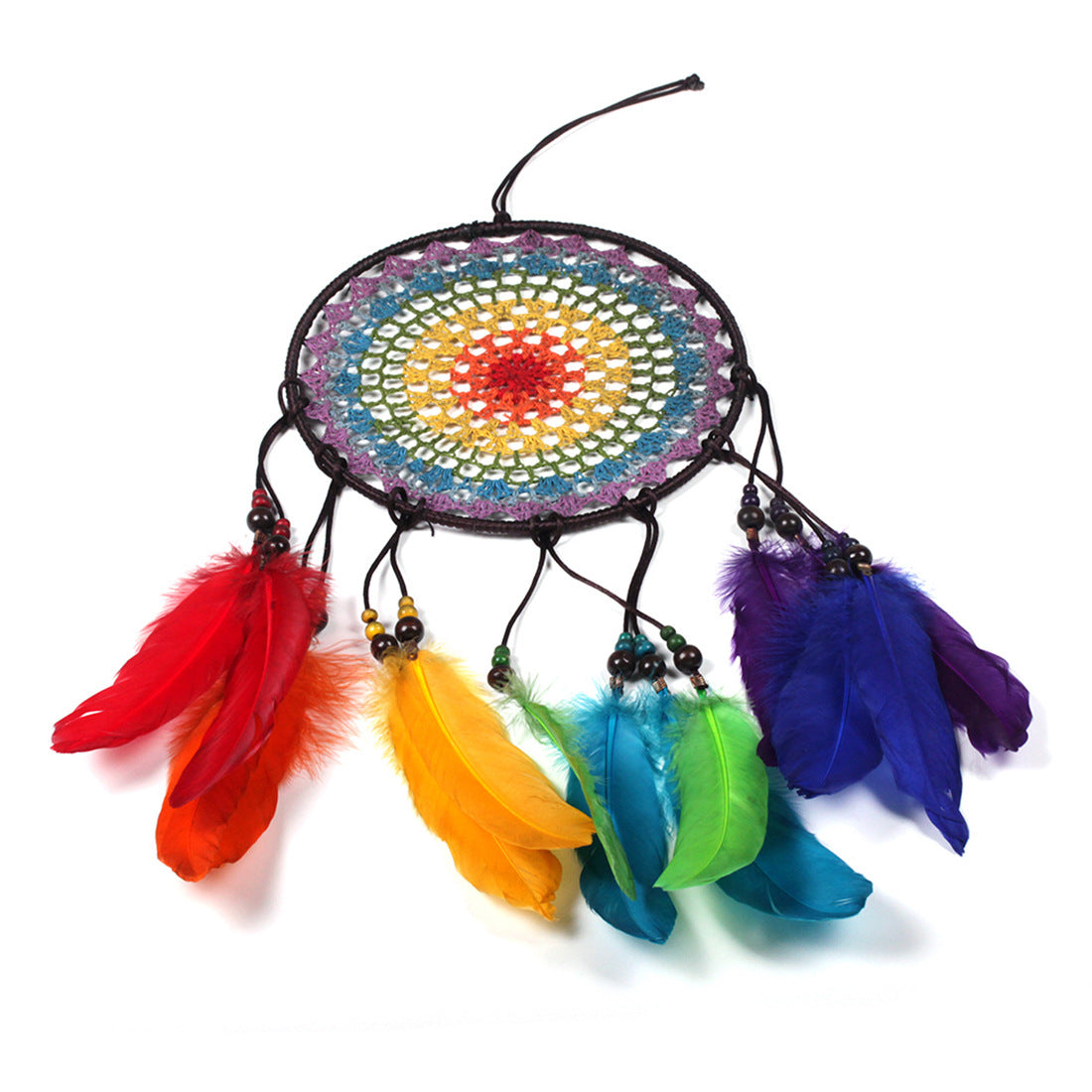 Fashion Dream Catcher with Rainbow Feathers - 20cm - NEW222