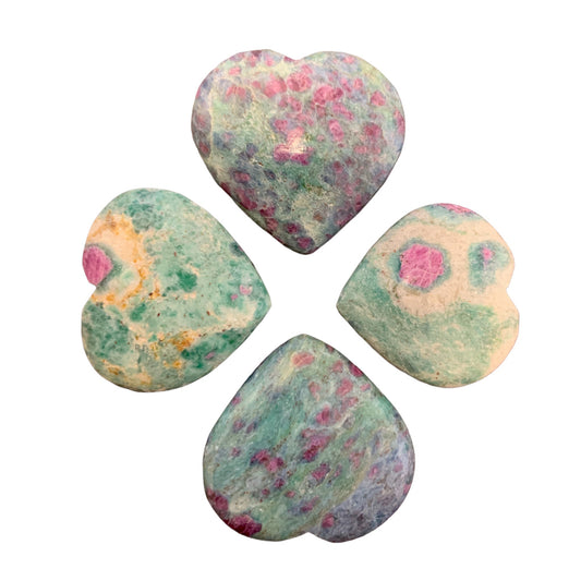 RUBY FUCHSITE KYANITE HEART Cabochons Mixed Sizes - NEW1222