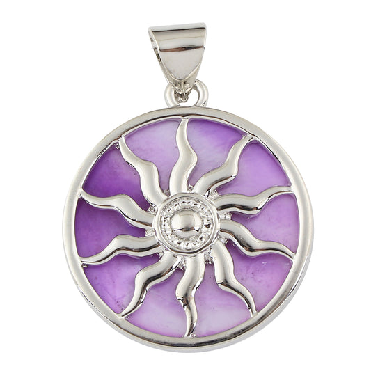 Sun Pendant - Purple - Platinum Colour Plated