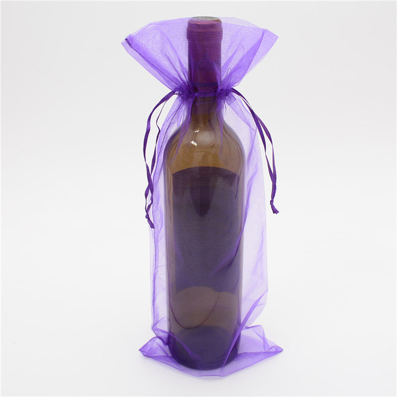 PK/100 sacs pour bouteilles de vin - VIOLET 6 x 15 pouces - ORGANZA - RECTANGLE avec cordon de serrage - 15 x 38 cm - NEW922