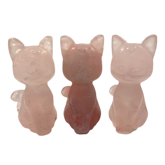 Luna Moon Cat - Rose Quartz with Crescent Moon - Price Each - NEW822