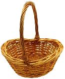 Willow Oval Baskets - High Ends - Honey - Small - 11x7x4.5 - 3.5 at center - 11 HANDLE
(Fits 16 x 20 Cello bag)