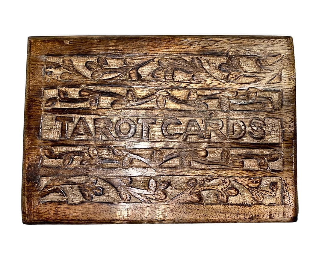 Tarot - Boîte en bois sculpté - pouce - Inde - NEW322