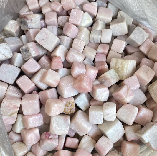 PINK OPAL Squared Tumbled Stones - Medium 20-30mm - 1 lb. - China